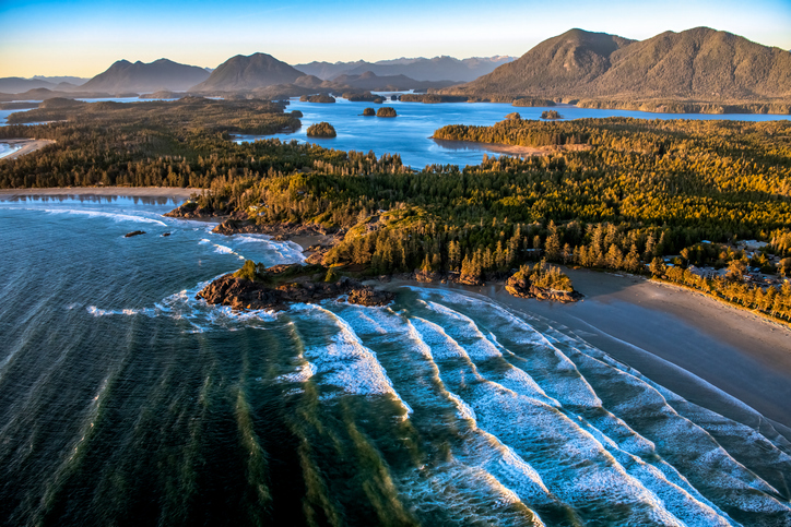 Aerial shot of Cox Bay Beach, Tofino, BC Rehabilitation Services British Columbia